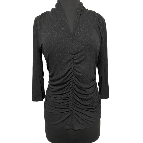 Rafaella Knit Blouse Womens Size Medium Black w Sparkles Pullover Stretch Top - Picture 2 of 13